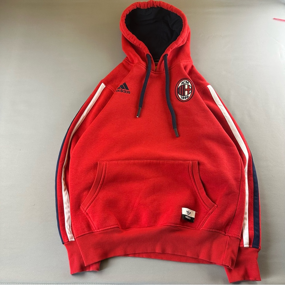 adidas Red Crewneck with Black & White Trefoil Patch